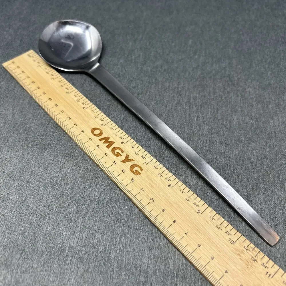 Vintage Stainless Steel Serving Spoon Japan Minimalist Flat Handle MCM 10.5